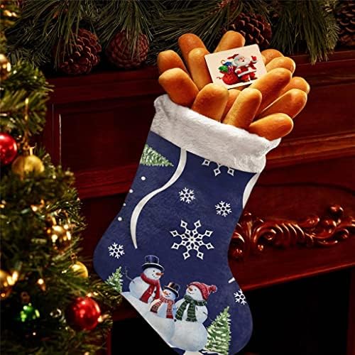 WXBDD Божиќ Снежен човек Сини Божиќни чорапи Божиќни украси за домашни дрвја што висат украси за подароци