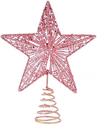 ГФДФД 20см Божиќна Елка Топпер Ѕвезда Извонреден Железен Уметнички Украс Прекрасно Дрво Топпер Со Пет Ѕвезди За Божиќ