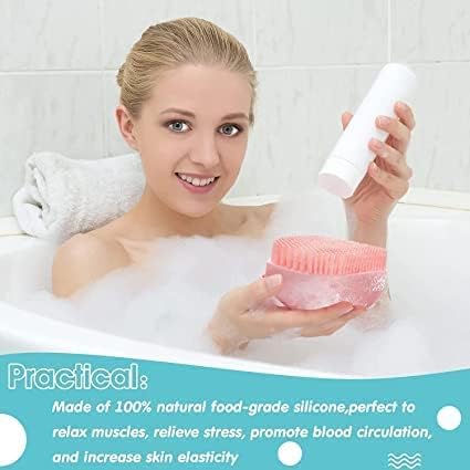 Пинквеј силиконска масажа за бања четка за коса Скалп и четка за капење за чистење на телото | Чистач за чистење на силиконски бања и