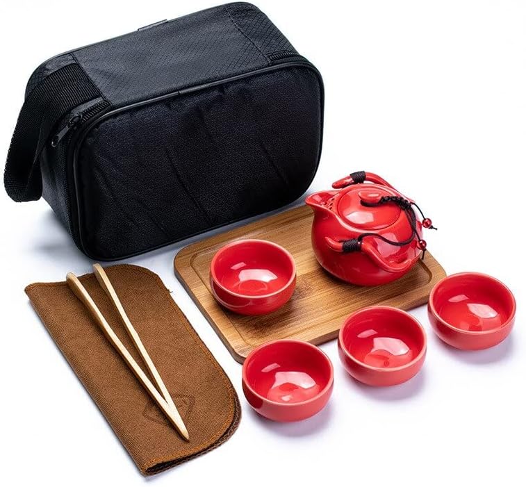 Патнички чај сет преносен торба, брза гостинска керамика Кунгфу, една тенџере, четири чаши канцелариски деловни подароци