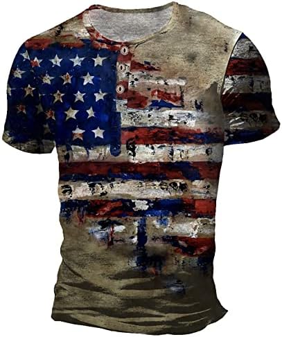 Маица Памук Машко Американско Знаме Патриотски Краток Ракав Денот На Независноста Маица Блузи Памук Мажи