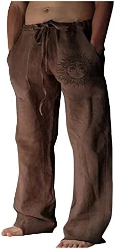 Памучни ленти од памук Wenkomg1 мажи, брзо суви лабави удобни пакувања со панталони со мирна тежина со проширување на половината