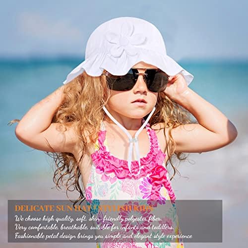 Бебе Девојка Широк Раб Кофа Капи СО UPF 50+ Отворено Прилагодливи Плажа Шапка Со Сонцето Шапка