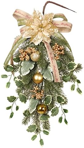Тјлс Божиќен Венец Претходно Запален Вештачки Божиќна Солза Златен Божиќен Цвет ЈП Наопаку Дрво Со Бобинки