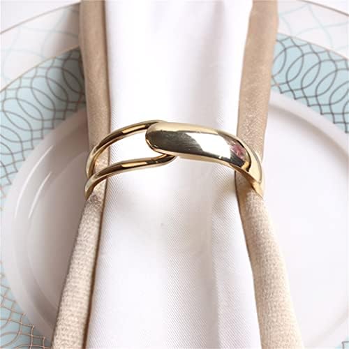 Ганфанрен 6 парчиња златна салфетка тока западен ресторан со салфетка прстен хотел крпа прстен свадба декорација