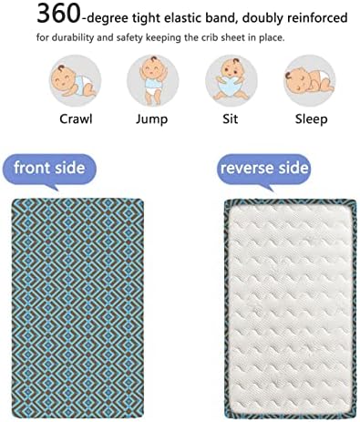 Геометриски тематски опремени мини чаршафи, преносни мини креветчиња за креветчиња за деца со постелнина за деца-бебиња за момчиња,