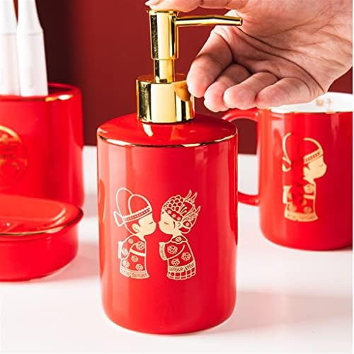 Sawqf црвена двојка чаша за миење садови за миење садови во брак, поставени домаќинства керамички тоалетни заби цилиндер чаша