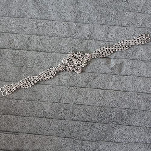 N/стаклена кристална апликација сребрена база со кука за венчаница за венчаница Апликација за шиење на декорација на фустан за забава