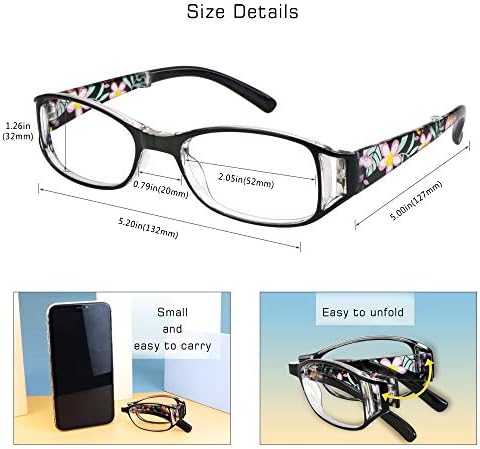 Очили за читање на парчиња VisionGlobal 3 пар со преклопни читатели со сина светлина за блокирање на леќи Компактни очила за преклопување