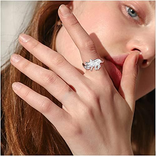 Женски прстени модни прилагодливи симпатични прстени за појавување на диносаурус симпатична сребрена свадба бенд за жени додатоци за