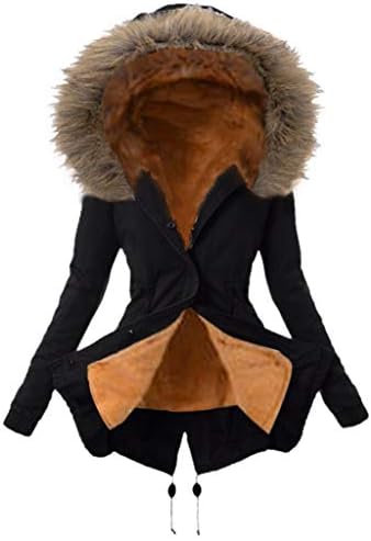 Уфоко дами зимска топла густа долга јакна од крзнено обвивка за женски качулка палто