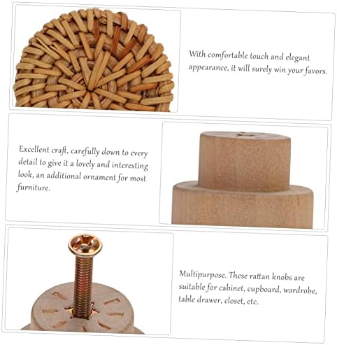 Doitool 10 парчиња завртки за ретро плетена фиока влече кујна декоративни копчиња ратан ракува со печурки ткаени со фиоки за мебел дрвени