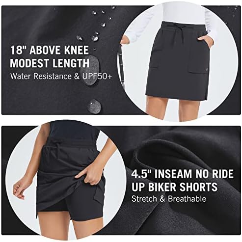 Baleafенски женски голф Skort 18 здолниште со должина на коленото со џебови со шорцеви за велосипедисти се протегаат еластична