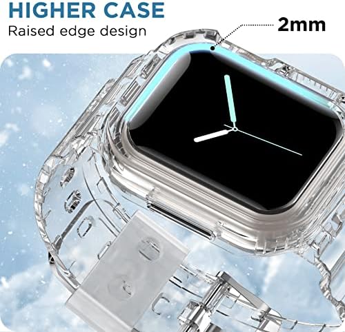 Dabaoza компатибилен за Clear Apple Watch Band 45mm 44mm 42mm 41mm 40mm 38mm Ultra, Men Women Watch Band со Case Sport Jell