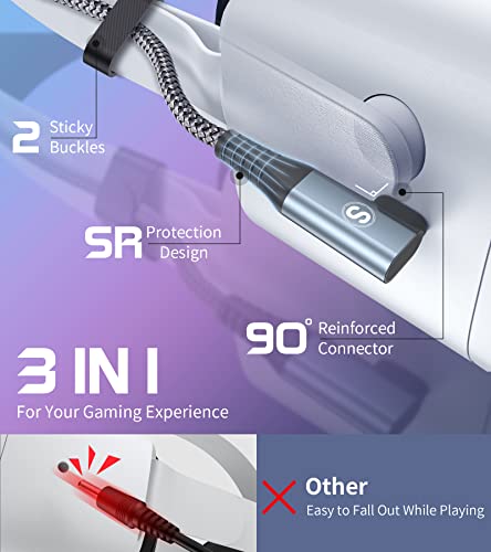 Sweguard VR Link Cable 16FT компатибилен со Oculus Quest 2, USB 3.2 Gen 1 USB A до USB C кабел со трансфер на податоци со голема