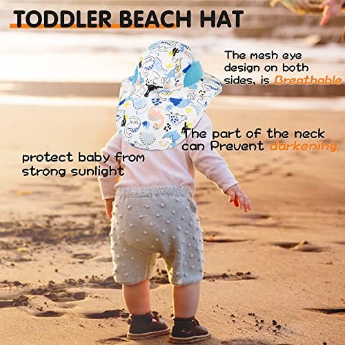 Geyanuo бебе сонце капа, дете за заштита на сонцето, капачиња за заштита на сонце, UPF 50+, лето на отворено капа за плажа за деца момче момче