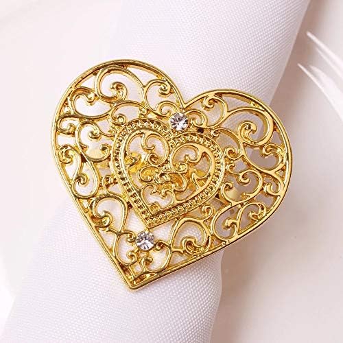 Uxzdx 10 парчиња/метална позлата Loveубовна салфетка прстен за украси за украси за накит од празник за главни салфетки