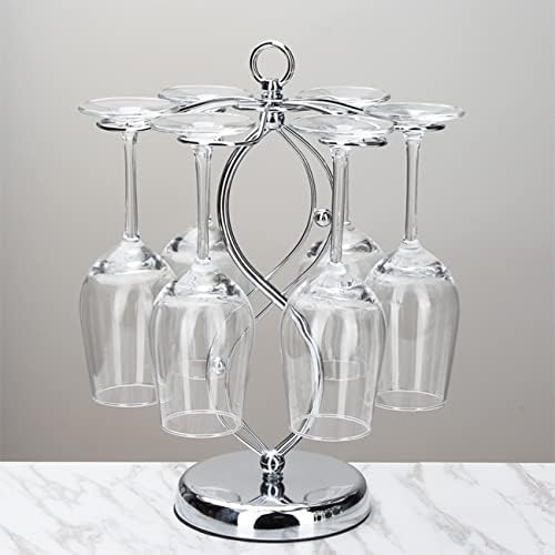 Hongiuia Вино стакло држач - хонорарна табела со метални метални честитки - 6 чаши за складирање за складирање за кујнски декор Лесен