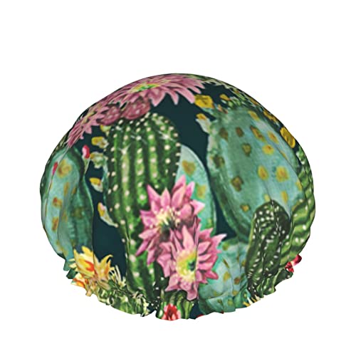 Womenените што можат да се користат за истегнување на полите, тропски кактус цвеќиња гроздобер двојни слоеви водоотпорен туш капа за