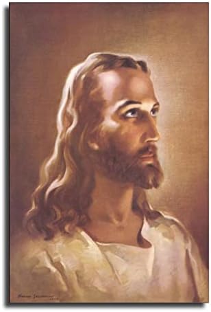 Глава портрет на Христос Исус платно уметнички постер и wallидна уметност Слика печати модерни постери за украси за семејна спална соба 12x18inch