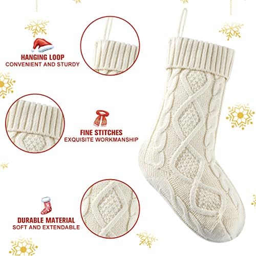 КОТБИ Божиќни чорапи 6 пакувања, 18 инчи со голема големина кабелски декорации за семејни празници