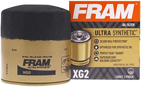 Fram Ultra Synthetic Automotive Filter Filter Mail, дизајниран за промени во синтетичко масло што трае до 20 килограми милји, XG2 со Suregrip