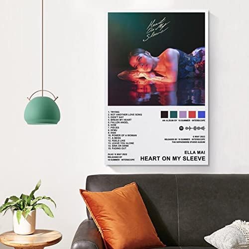 Ела Маи-срце на платното на ракав Постери wallидна уметност спална соба канцеларија Декор за украси за нефиналето-стил12x18inch