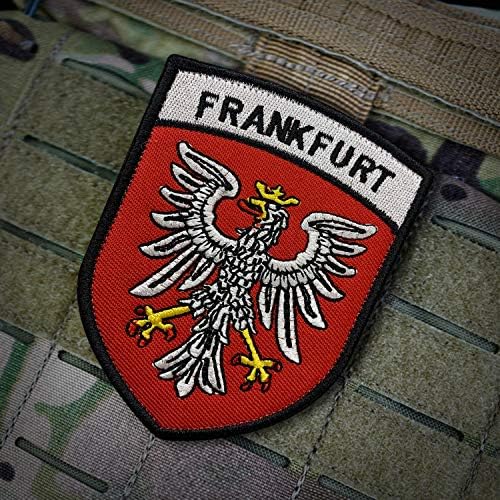 Мортоме М Франкфурт Везење Патче воен тактички морал за лепец Амблем Апликат кука закрпи за облека за ранец додатоци