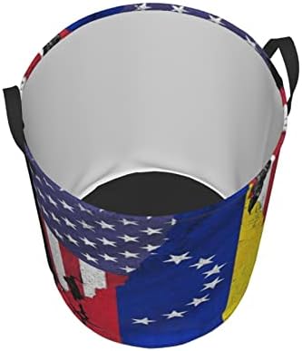 Американско И Венецуелско Знаме Перење Алишта Ја Попречуваат Кружната Торба За Перење Алишта Преклоплива Корпа За Перење Алишта За