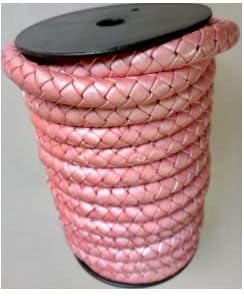 Рачно изработен плетенка кожен кабел. Боја металик розова 10 метар / 10,9 двор Оригинална кожа тркалезен плетенка за накит, нараквица, занаетчиски