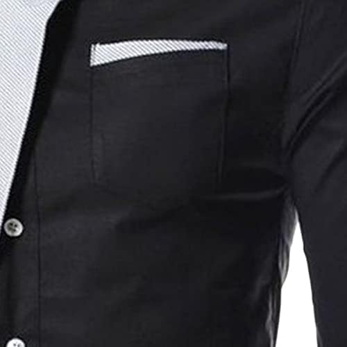Мажи модна контраст шарена декоративна кошула карирана јака кошула лежерна памучна кошула со долги ракави, кошула