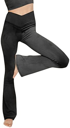Esoboенски женски велур подигање јога панталони за трепет тренер за тренингот со високи панталони за танцување на кросовер со високи