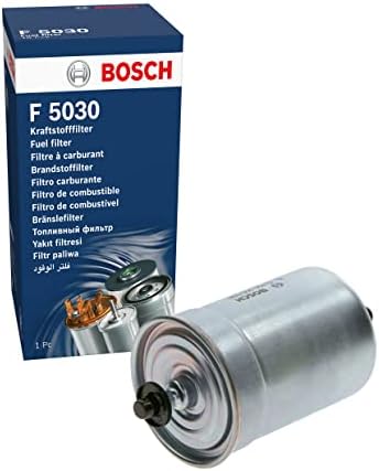 Bosch F5030 филтер за гориво со бензин - компатибилен со избраниот ALFA; Ауди; BMW 318, 325, 525, 535, 735; Mercedes-Benz E320, G55, S320,
