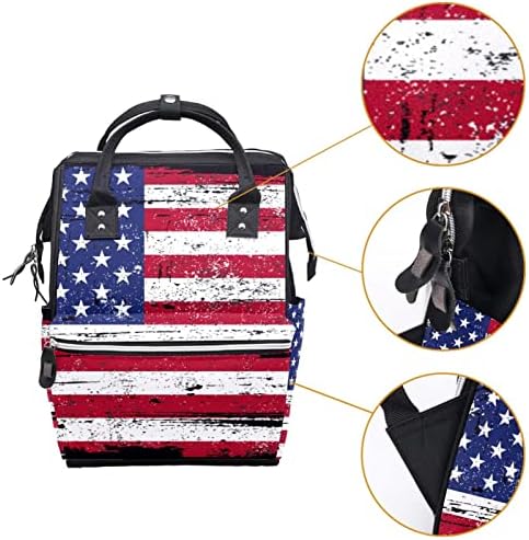Ретро Американско Знаме Патриотска Торба За Пелени Ранец Торби За Менување Пелени За Бебиња Мултифункционална Торба За Патување Со Голем Капацитет