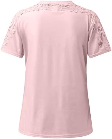Женски чипка кратки ракави маици облечени обични гледаат преку маица летни дами врвови и блузи деловна облека