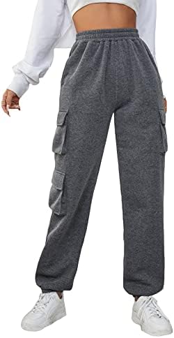 Makemechic женски обичен џеб со џогерни џогени панталони со високи половини