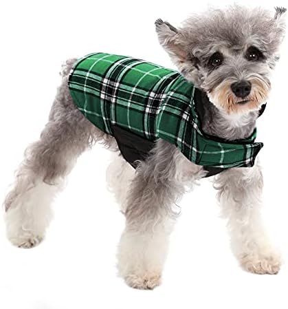 Јакни за кучиња Мигохи за зимски ветерно реверзибилно кучиња палто за ладно време британски стил карирано топло кучиња елек за мали средни