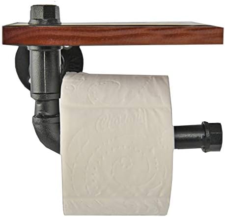 Дома-x Индустриски железни цевки за тоалетна хартија со ролна со лебдечки организатор на полици, фарма куќа или декор за бања Boho