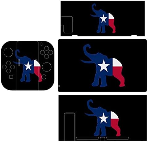 Налепници за декорации со знаме на слон во Тексас ја покриваат заштитната плоча на кожата за Nintendo Switch