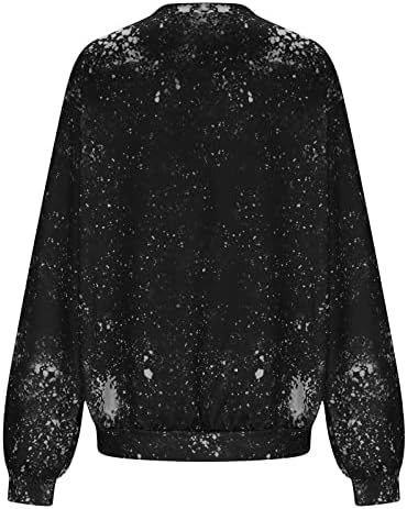 Womenенски велигденски зајаче печати лесен изветлен џемпер на џемпер, лежерен врвови со долги ракави, слатки графички кошули со зајак