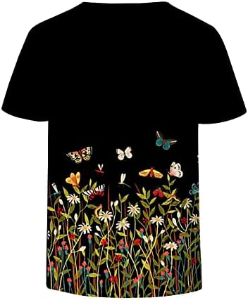 Врвна маица за жени лето есен облека мода со краток ракав памук против вратот графичка обична блуза 26 26