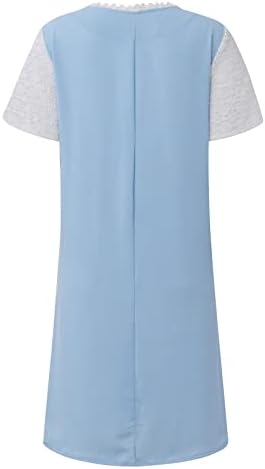 Maseенски модни летни фустани за жени со чипка со чипка со цврст фустан со краток ракав