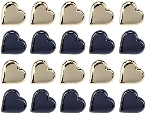 HEVSTIL 20 парчиња облик на срцев облик Метал Шанк Копчиња сет, срцеви копчиња со метална шанка единечна дупка декоративни за