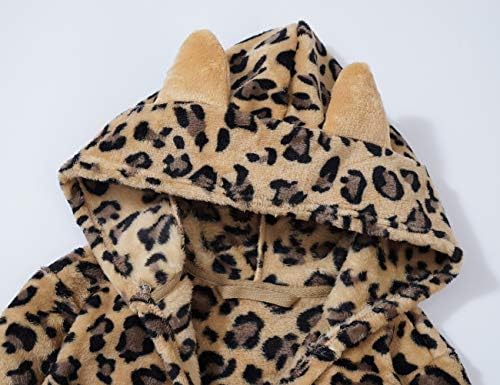 Леопард Мачка Облека За Девојки Руно Дете Деца Тинејџерски Качулка Бањарка Големина 4T-18