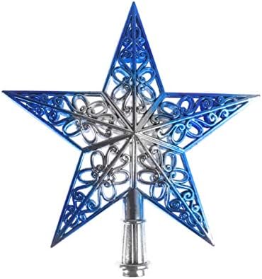 Среќен Божиќен Декор 20см Божиќна Елка Топер Ѕвезда Сјај Божиќни Дрвја Декорација Метални Шупливи Ѕвезди Топер За Новогодишна Елка Домашна Декорација