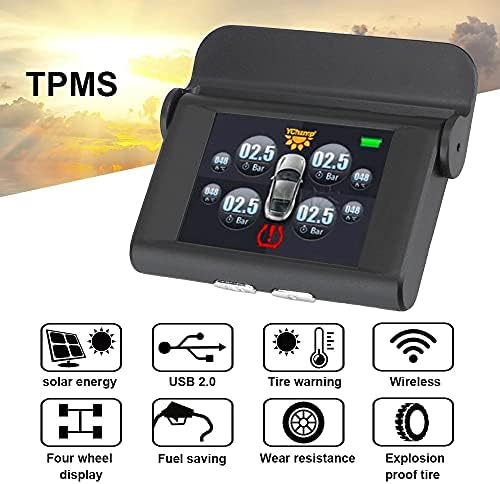 Систем за мониторинг на притисок на гуми YGQZM Дигитален LCD дисплеј паметен автомобил TPMS Аларм системи за безбедност на аларм