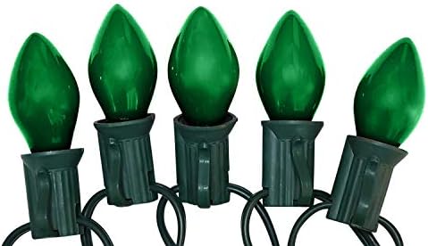 Одморска гордост C7 Зелени Божиќни светла со зелена жица - UL наведени - сет од 25