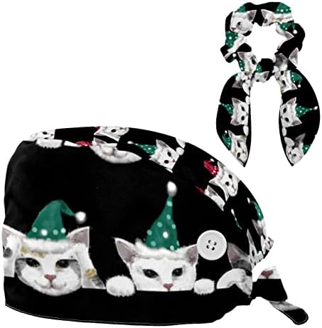 Мачки со Божиќна капа прилагодливи буфонски капачиња Капчиња Работно капаче со ласкава коса