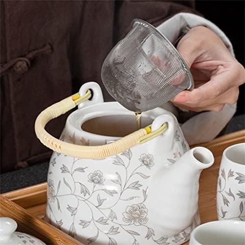 Дебел 1 парчиња керамички чајник чај од порцелански чај со ладна вода шише со голем капацитет (боја: а, големина
