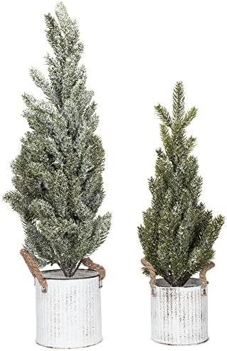 Демдако замрзнати вештачки дрвја 24 инчи садови во варосани Божиќни кофи сет од 2